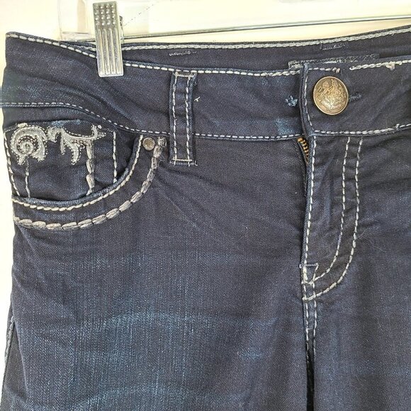 Silver Jeans Dark Indigo Wash Suki Bootcut Denim Jeans 32x25 - Picture 6 of 11